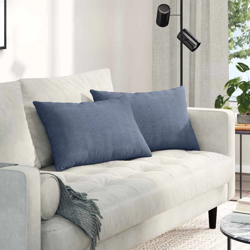 vidaXL Μαξιλάρι Καναπέ 2 pcs Μπλε 60 x 40 cm Υφασμάτινο Κορντουρά