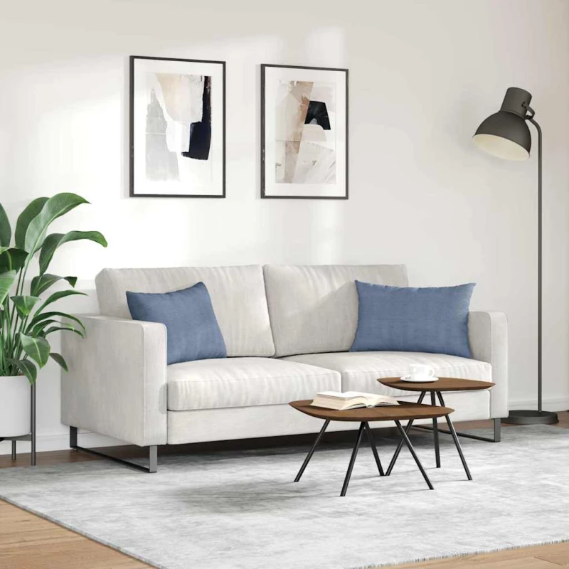 vidaXL Μαξιλάρι Καναπέ 2 pcs Μπλε 60 x 40 cm Υφασμάτινο Κορντουρά