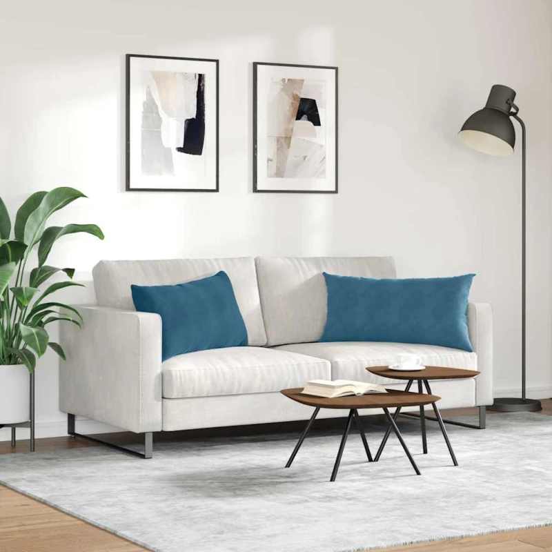 vidaXL Μαξιλάρι Καναπέ 2 pcs Μπλε 80 x 40 cm Υφασμάτινο Κορντουρά