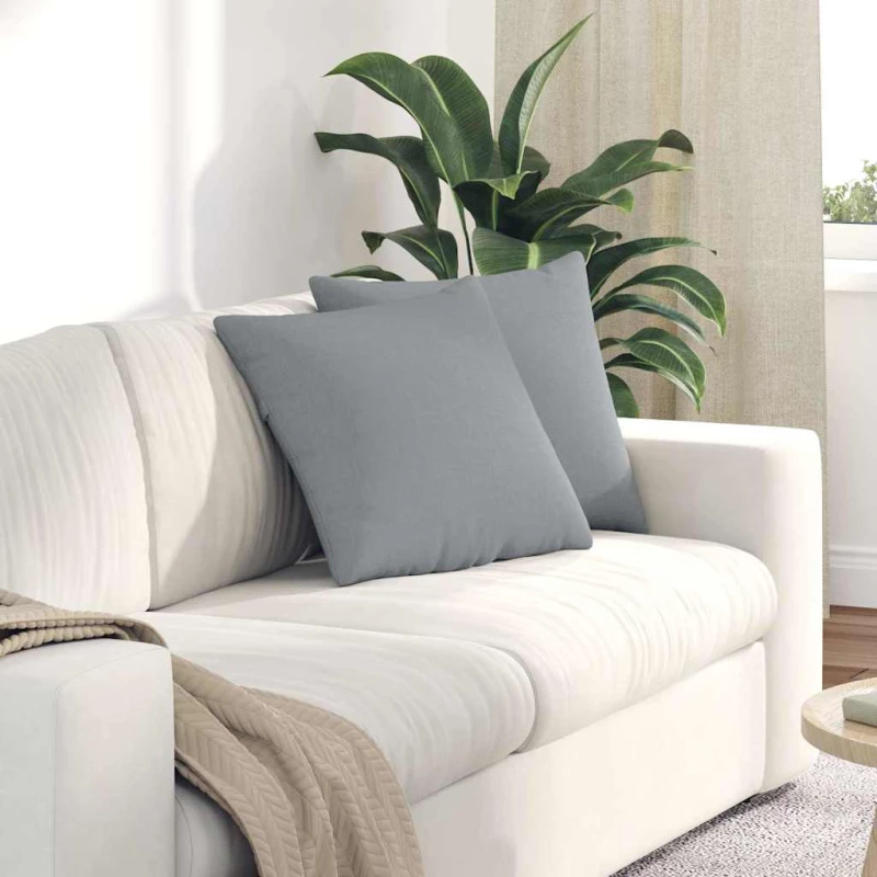 vidaXL Μαξιλάρι Καναπέ 2 pcs Ανοιχτό γκρι 45 x 45 cm ύφασμα