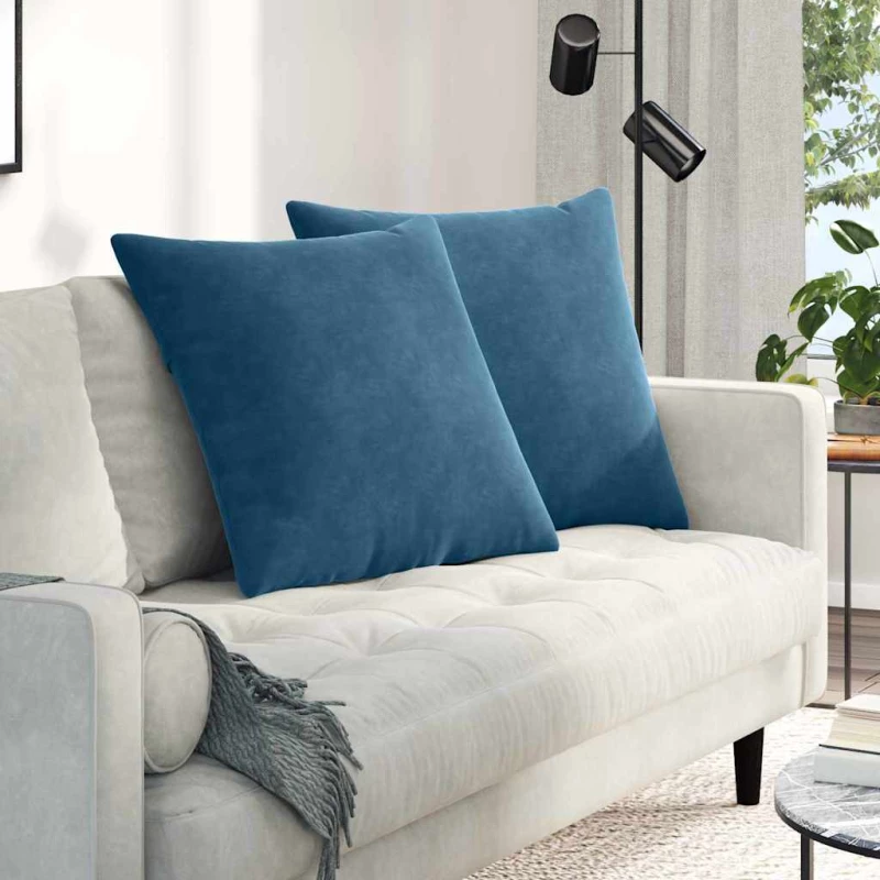 vidaXL Μαξιλάρι Καναπέ 2 pcs Μπλε 80 x 80 cm Υφασμάτινο Κορντουρά