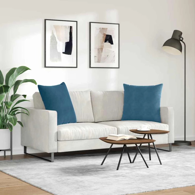 vidaXL Μαξιλάρι Καναπέ 2 pcs Μπλε 80 x 80 cm Υφασμάτινο Κορντουρά