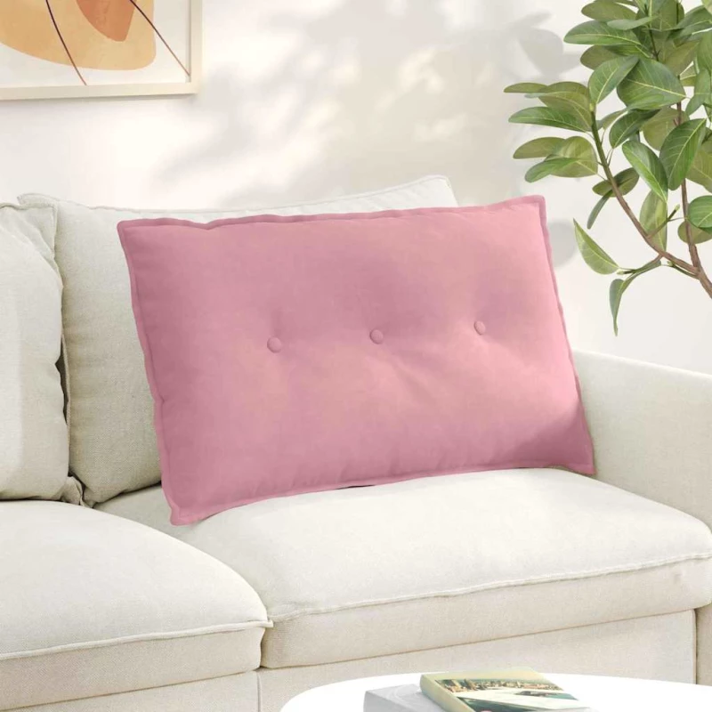 vidaXL Μαξιλάρι Πλάτης Ροζ 80 x 50 cm Υφασμάτινο Κορντουρά