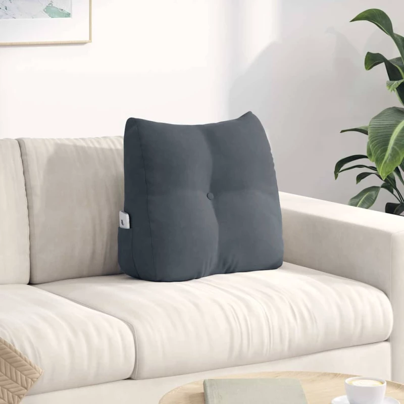 vidaXL Μαξιλάρι Πλάτης Σκούρο Γκρι 45 x 24 x 50 εκ Βελούδο