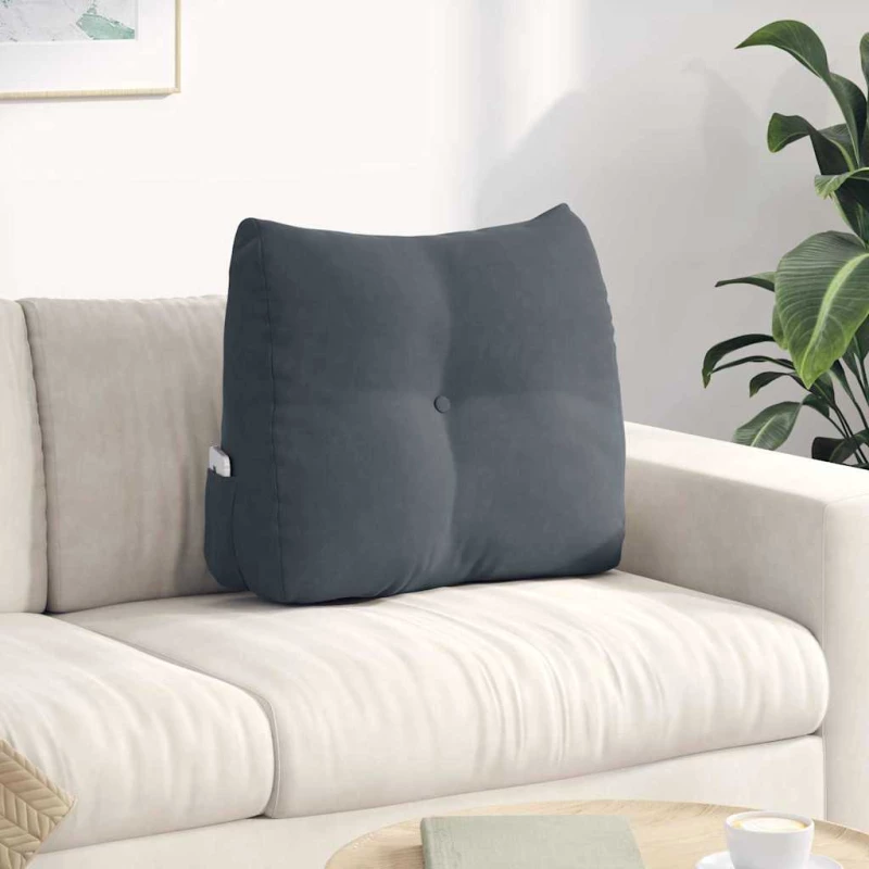 vidaXL Μαξιλάρι Πλάτης Σκούρο Γκρι 60 x 24 x 50 εκ Βελούδο
