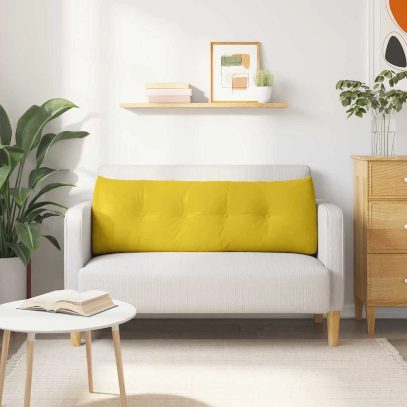 vidaXL Μαξιλάρι Πλάτης Κίτρινο 140 x 24 x 50 εκ Βελούδο