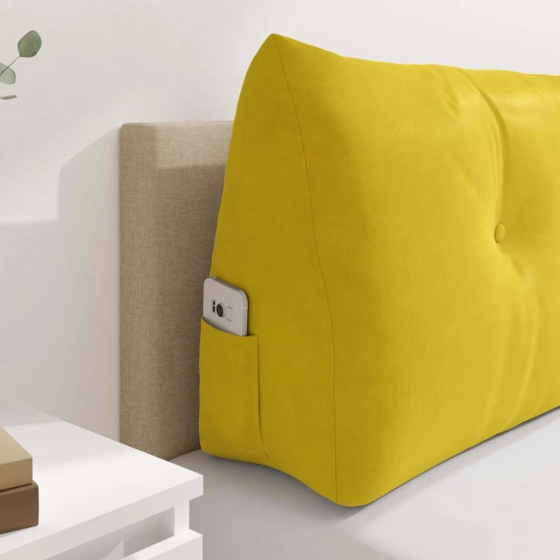 vidaXL Μαξιλάρι Πλάτης Κίτρινο 140 x 24 x 50 εκ Βελούδο