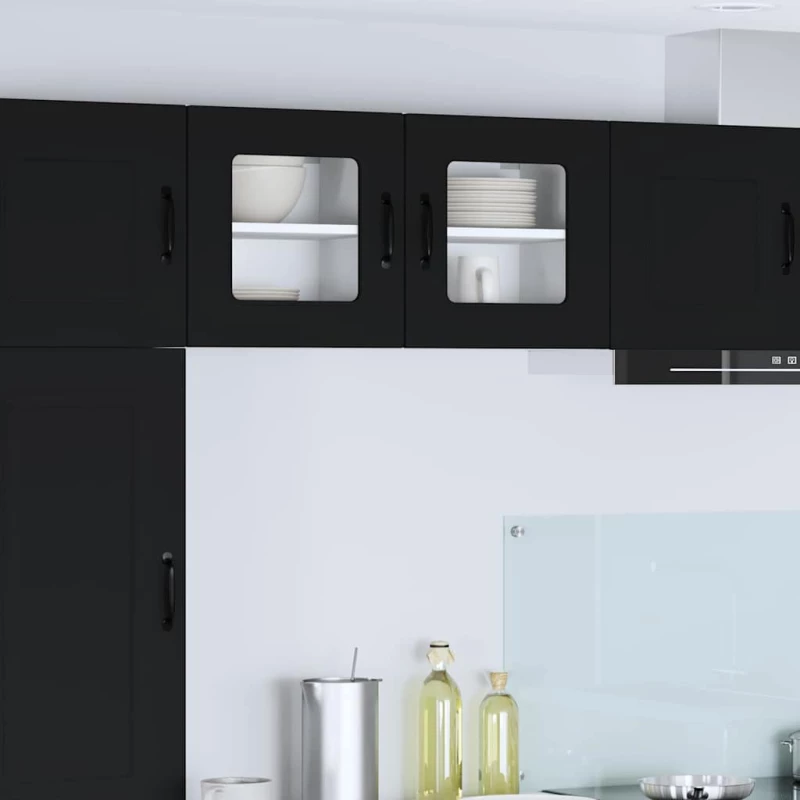 vidaXL Κρεμαστό ντουλάπι κουζίνας με ράφι Μαύρο 40 x 31 x 40 εκ.