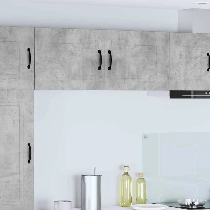 vidaXL Κρεμαστό ντουλάπι κουζίνας με ράφι 2 pcs Σκυρόδεμα Γκρι