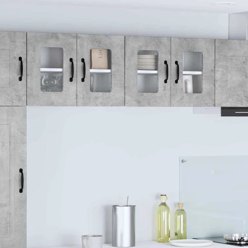 vidaXL Κρεμαστό ντουλάπι κουζίνας 2 pcs Σκυρόδεμα Γκρι 60 x 31 x 40 εκ