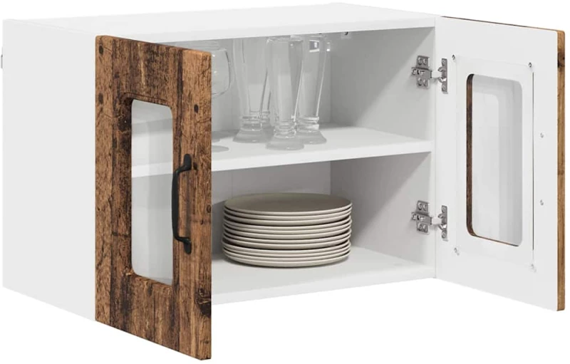 vidaXL Κρεμαστό ντουλάπι κουζίνας 2 pcs Παλιό Ξύλο 60 x 31 x 40 εκ