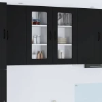 vidaXL Κρεμαστό ντουλάπι κουζίνας με ράφι Μαύρο 40 x 31 x 80 εκ.