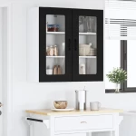 vidaXL Κρεμαστό ντουλάπι κουζίνας με ράφι Μαύρο 40 x 31 x 80 εκ.