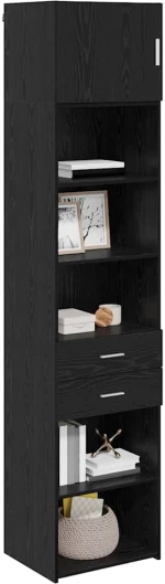 vidaXL Highboard Μαύρη Οξυά 50 x 42,5 x 225 εκ Επεξεργασμένο ξύλο