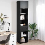 vidaXL Highboard Μαύρη Οξυά 50 x 42,5 x 225 εκ Επεξεργασμένο ξύλο