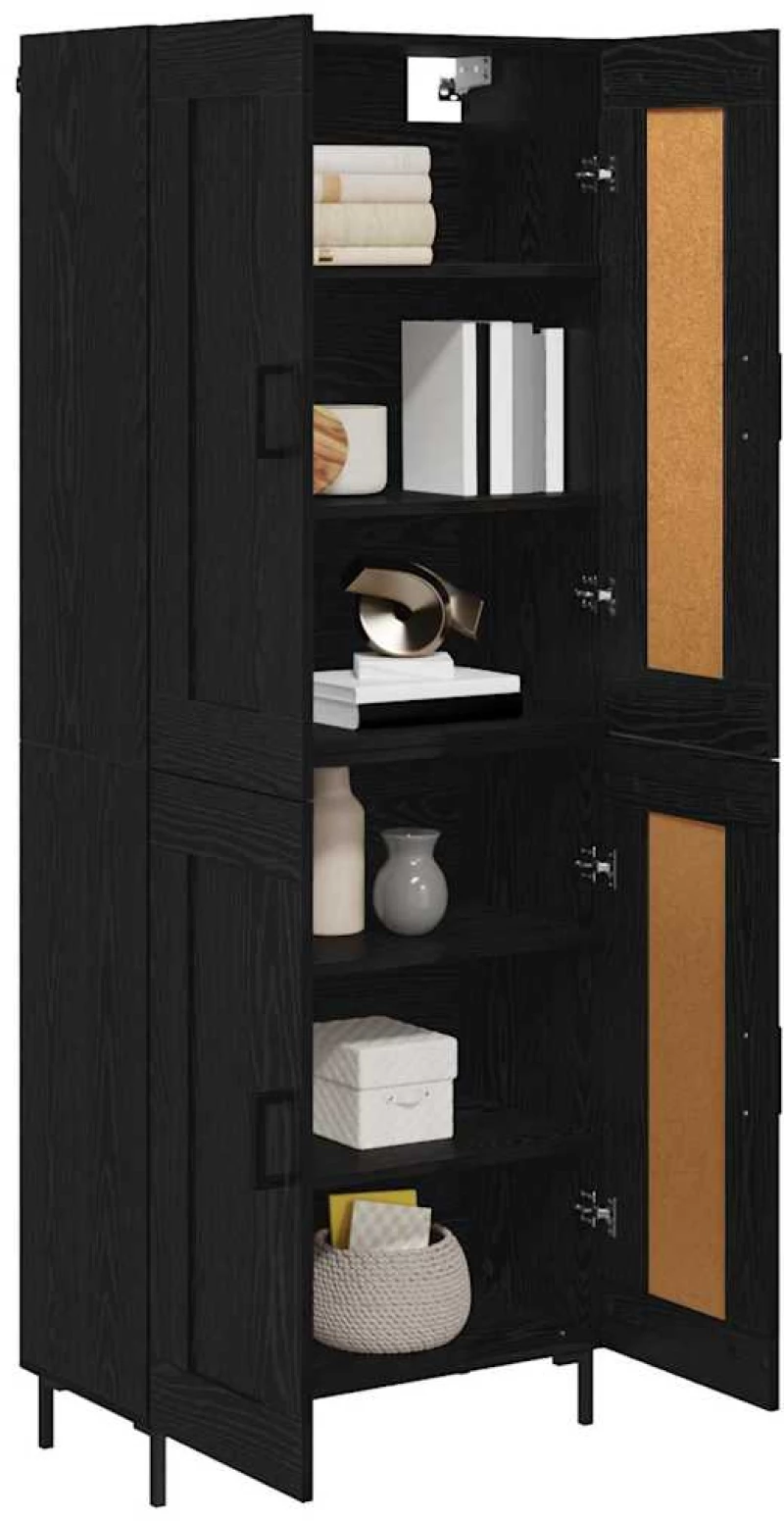 vidaXL Highboard 2 pcs Μαύρη Οξυά Επεξεργασμένο ξύλο