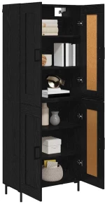 vidaXL Highboard 2 pcs Μαύρη Οξυά Επεξεργασμένο ξύλο
