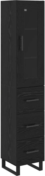 vidaXL Highboard Μαύρη Οξυά 69,5 x 34 x 180 εκ. Επεξεργασμένο ξύλο