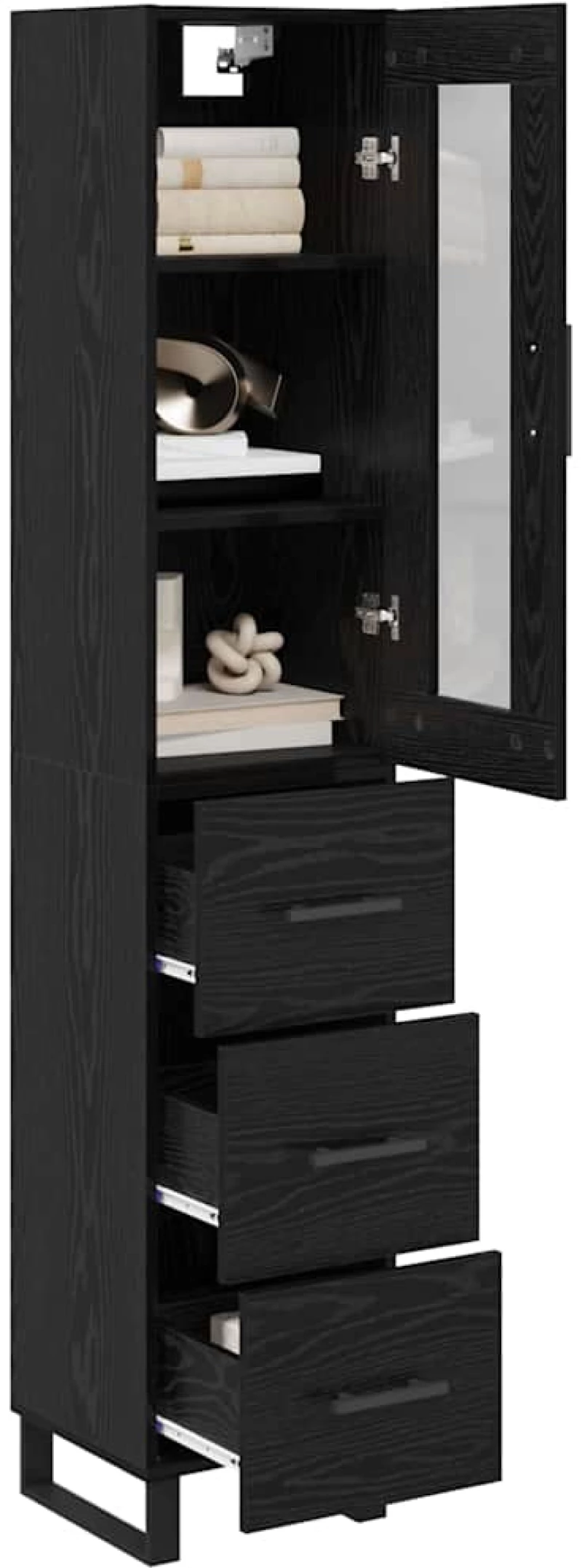 vidaXL Highboard Μαύρη Οξυά 69,5 x 34 x 180 εκ. Επεξεργασμένο ξύλο