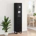 vidaXL Highboard Μαύρη Οξυά 69,5 x 34 x 180 εκ. Επεξεργασμένο ξύλο