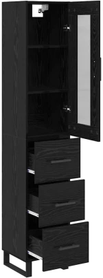 vidaXL Highboard Μαύρη Οξυά 69,5 x 34 x 180 εκ. Επεξεργασμένο ξύλο