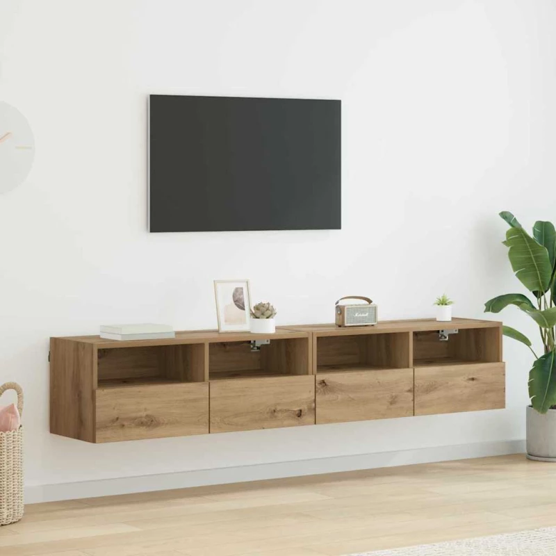 vidaXL Βάσεις τηλεόρασης Επιτοίχιο 2 pcs Artisan Oak 80 x 30 x 30 εκ