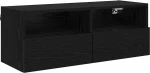 vidaXL Βάσεις τηλεόρασης Επιτοίχιο 2 pcs Μαύρη Οξυά 80 x 30 x 30 εκ