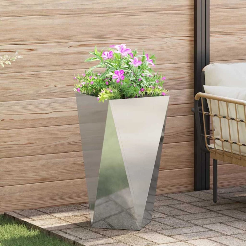 vidaXL Γλάστρα 2 pcs Ασημί 40 x 40 x 75 cm Επικαλυμμένος Χάλυβας