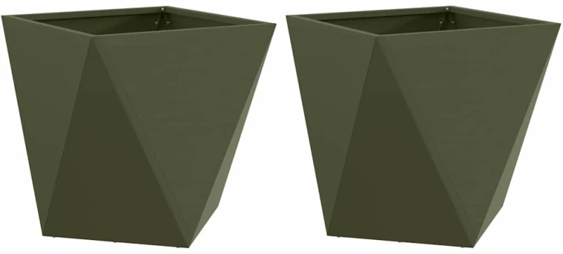 vidaXL Γλάστρα 2 pcs Ελιά Πράσινη 50 x 50 x 50 cm Ατσάλι