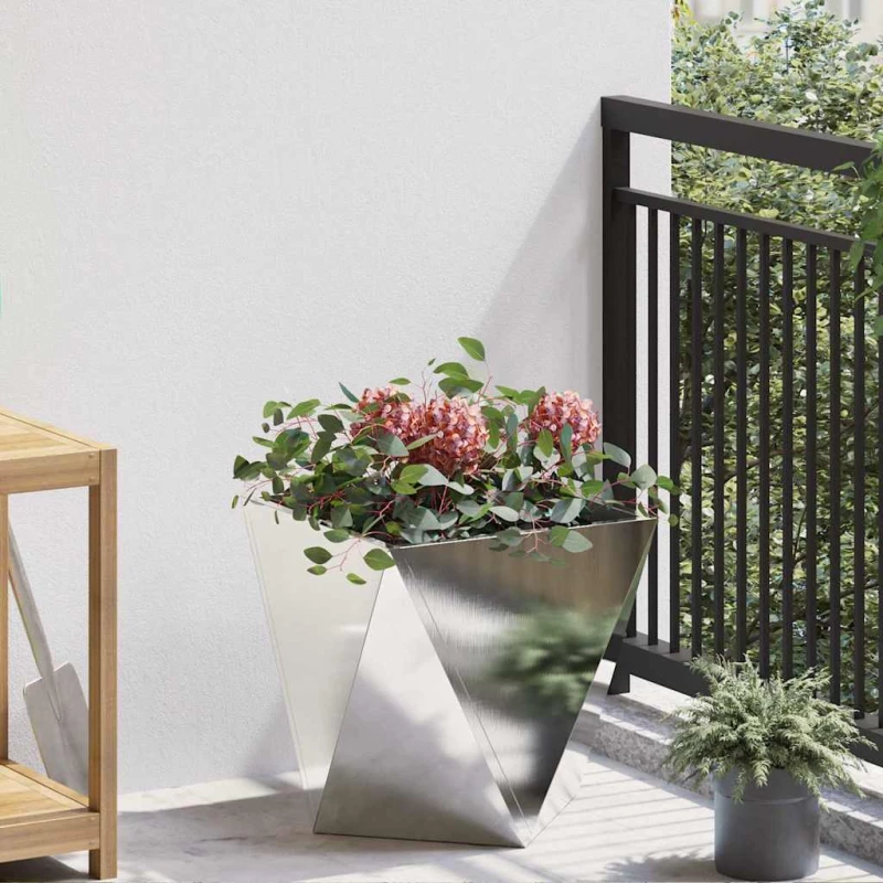 vidaXL Γλάστρα Ασημί 40 x 40 x 40 cm Ανοξείδωτο ατσάλι