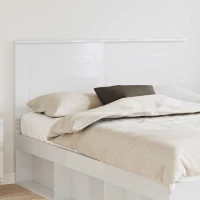 vidaXL Κεφαλάρι με κεφαλάρι Γυαλιστερό Λευκό 150 cm Επεξεργασμένο ξύλο