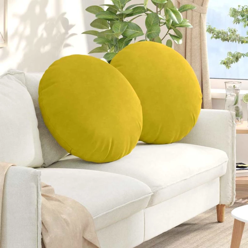 vidaXL Μαξιλάρια καθισμάτων 2 pcs Κίτρινο Ø80 x 29 εκ Βελούδο