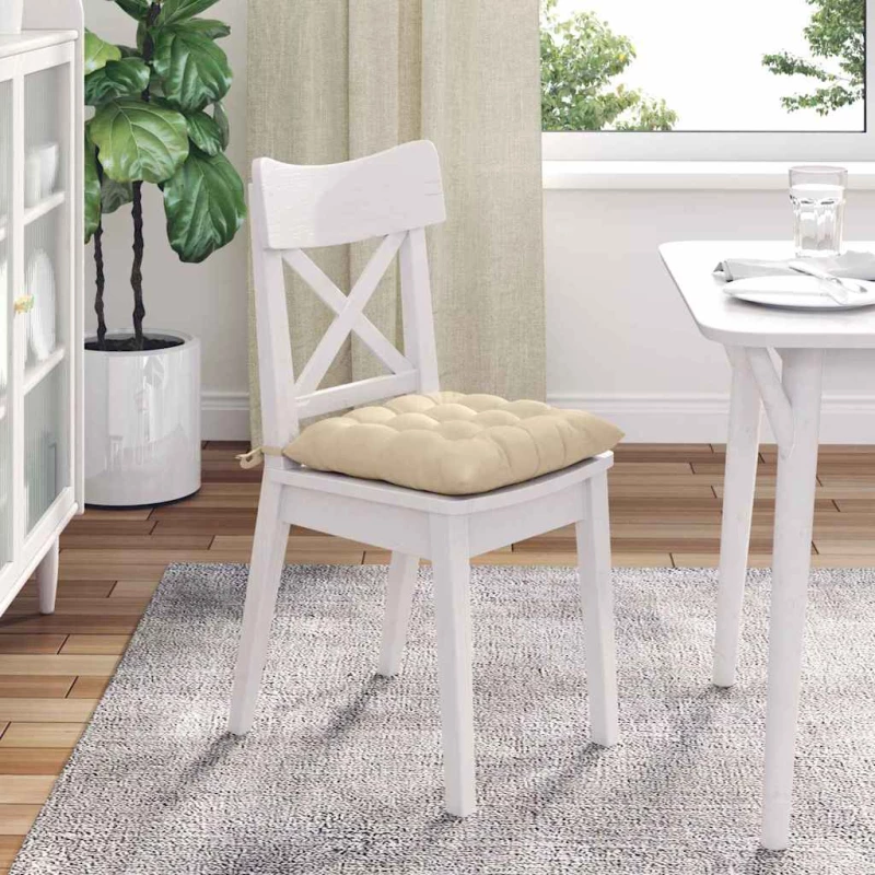 vidaXL Μαξιλάρια καθισμάτων 4 pcs Κρεμ 40 x 40 x 6 cm Μικροΐνες
