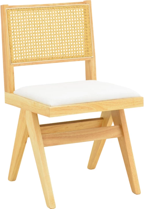 Καρέκλα Winslow pakoworld rubberwood σε φυσική απόχρωση-ύφασμα λευκό 46x58x80εκ