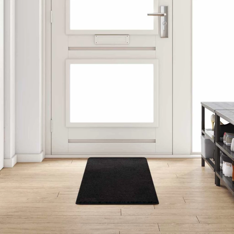 vidaXL Δερμάτινο Χαλί Μαύρο 50 x 200 εκ. 100% Πολυπροπυλένιο Τούφτα