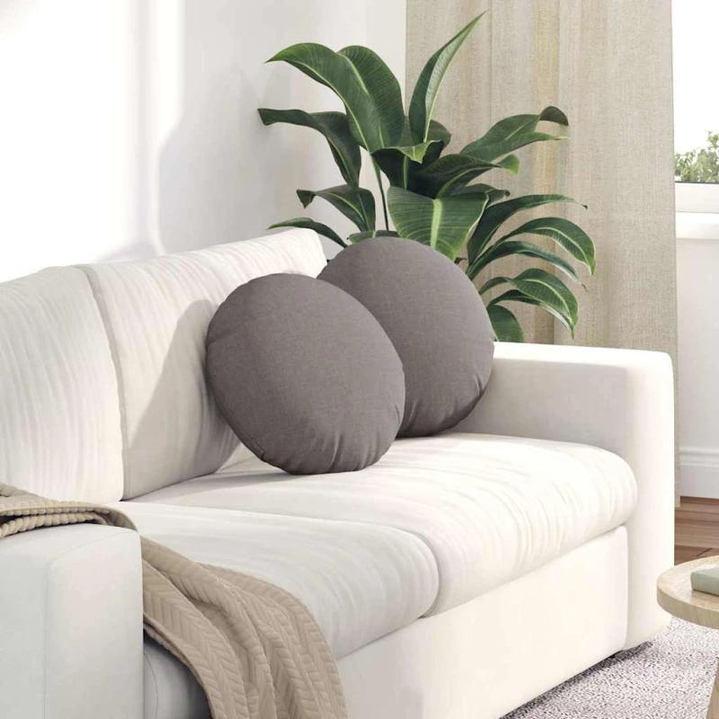 vidaXL Μαξιλάρια καθισμάτων 2 pcs Taupe Ø40 x 13 εκ ύφασμα