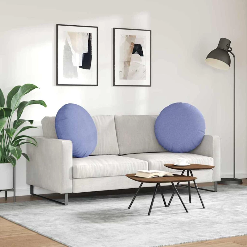 vidaXL Μαξιλάρια καθισμάτων 2 pcs Μπλε τζην Ø60 x 21 εκ ύφασμα