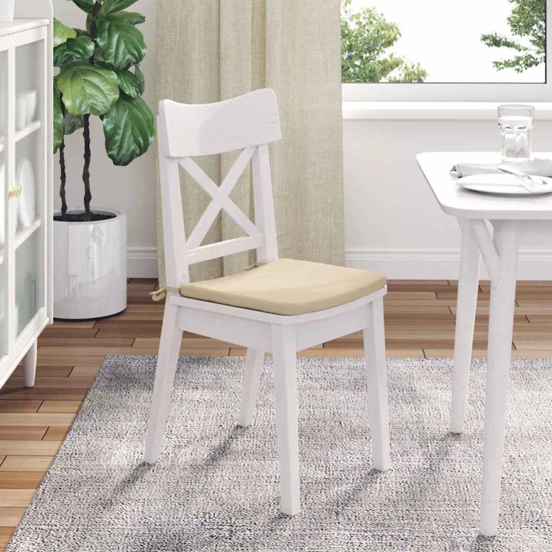 vidaXL Μαξιλάρια καθισμάτων 4 pcs Κρεμ 40 x 40 x 3 cm Ύφασμα Μικροΐνας