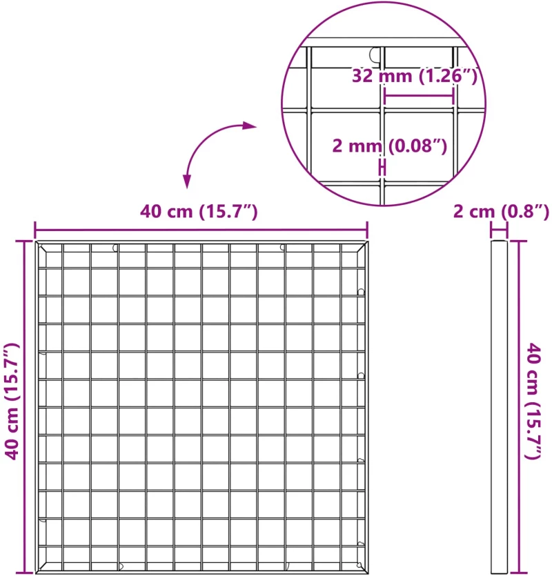 vidaXL Σίτα Ασημί 40 x 40 x 2 cm Γαλβανισμένο Ατσάλι Ψυχρής Βύθισης