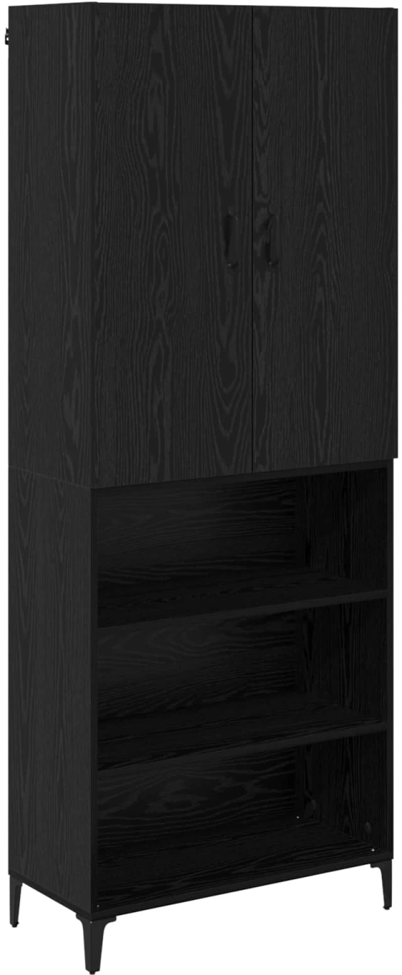 vidaXL Highboard Μαύρη Οξυά 69,5 x 34 x 180 εκ. Επεξεργασμένο ξύλο