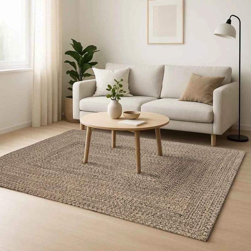 vidaXL Χαλί Φυσικό και μαύρο 240 x 340 εκ. Γιούτα
