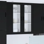 vidaXL Κρεμαστό ντουλάπι κουζίνας με ράφι Μαύρο 40 x 31 x 100 εκ.
