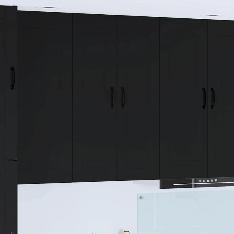 vidaXL Κρεμαστό ντουλάπι κουζίνας με ράφι Μαύρο 30 x 31 x 100 εκ.