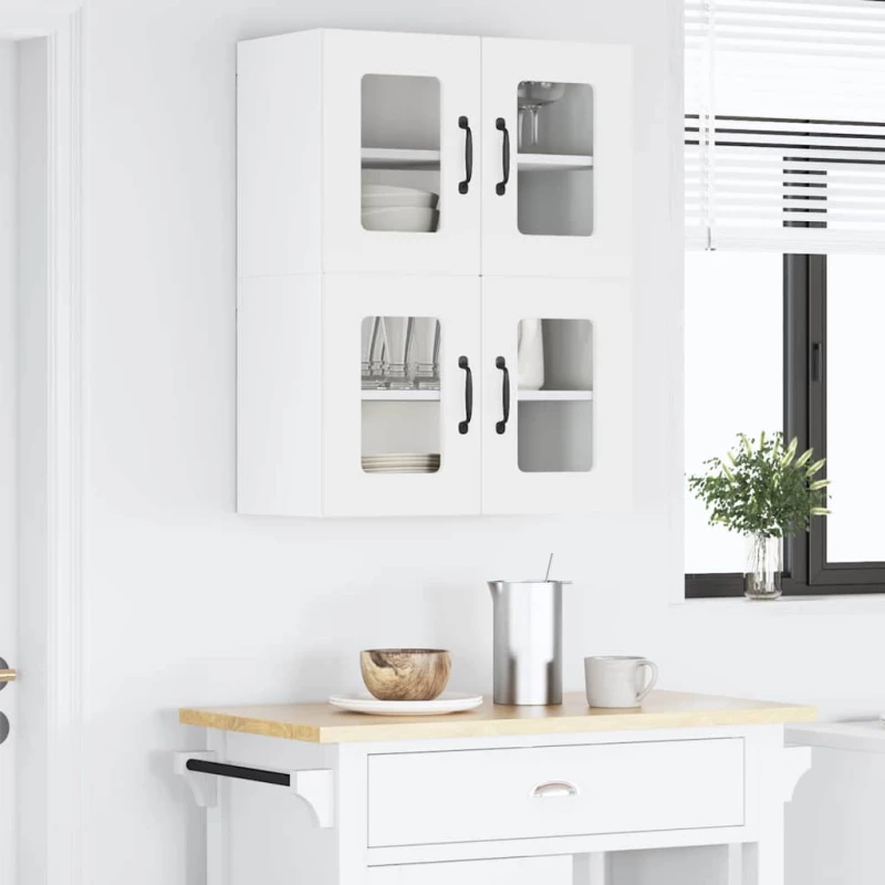 vidaXL Κρεμαστό ντουλάπι κουζίνας με ράφι 2 pcs Λευκό 60 x 31 x 40 εκ