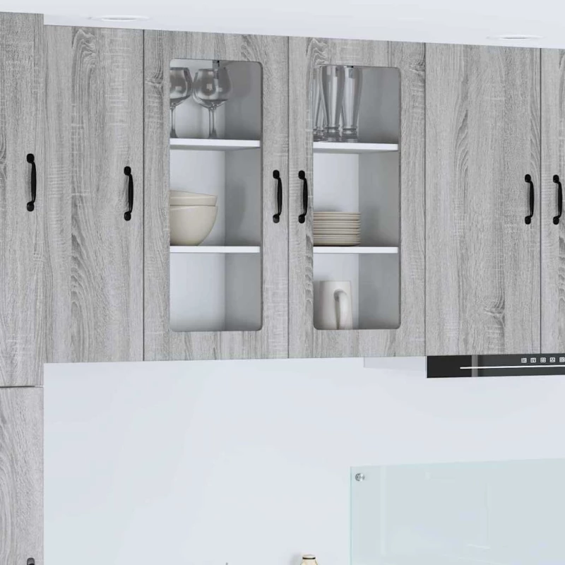 vidaXL Κρεμαστό ντουλάπι κουζίνας 2 pcs Γκρίζο Σονομα 40 x 31 x 80 εκ.