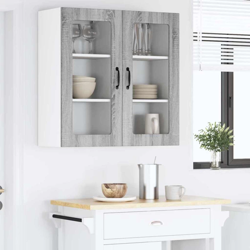 vidaXL Κρεμαστό ντουλάπι κουζίνας 2 pcs Γκρίζο Σονομα 40 x 31 x 80 εκ.