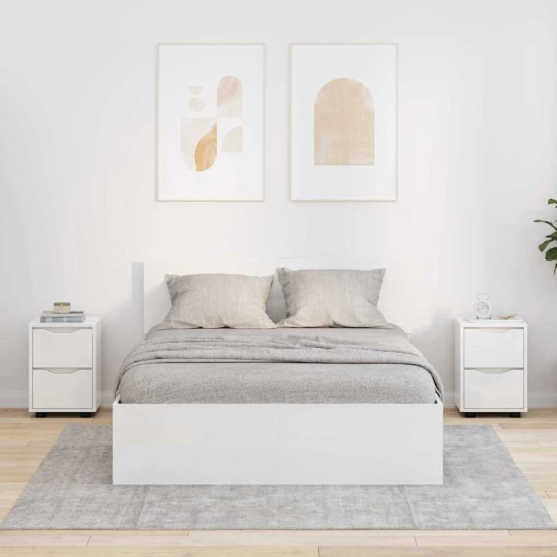 vidaXL Κομοδίνα 2 pcs Υψηλής γυαλάδας λευκό 30,5 x 30 x 43 εκ