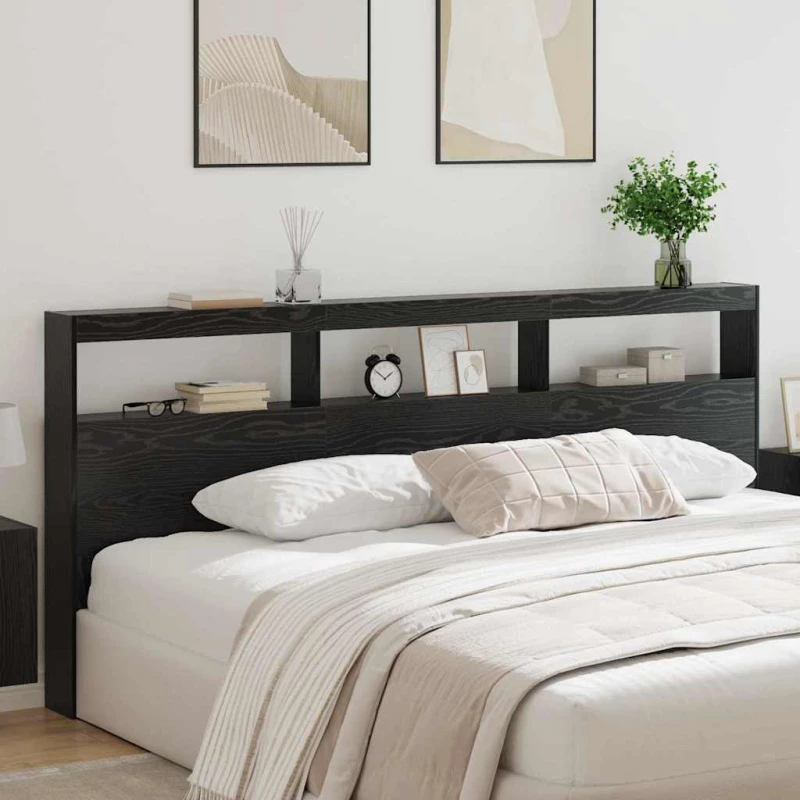 vidaXL Κεφαλάρι Μαύρη Οξυά 220 x 17 x 102 cm Επεξεργασμένο ξύλο