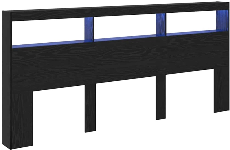 vidaXL Κεφαλάρι Μαύρη Οξυά 220 x 17 x 102 cm Επεξεργασμένο ξύλο