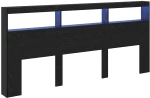 vidaXL Κεφαλάρι Μαύρη Οξυά 220 x 17 x 102 cm Επεξεργασμένο ξύλο